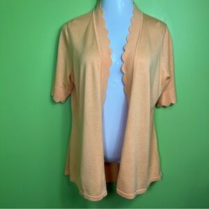 Isaac Mizrahi Cardigan Open Front Scallop Peach Meringue size M